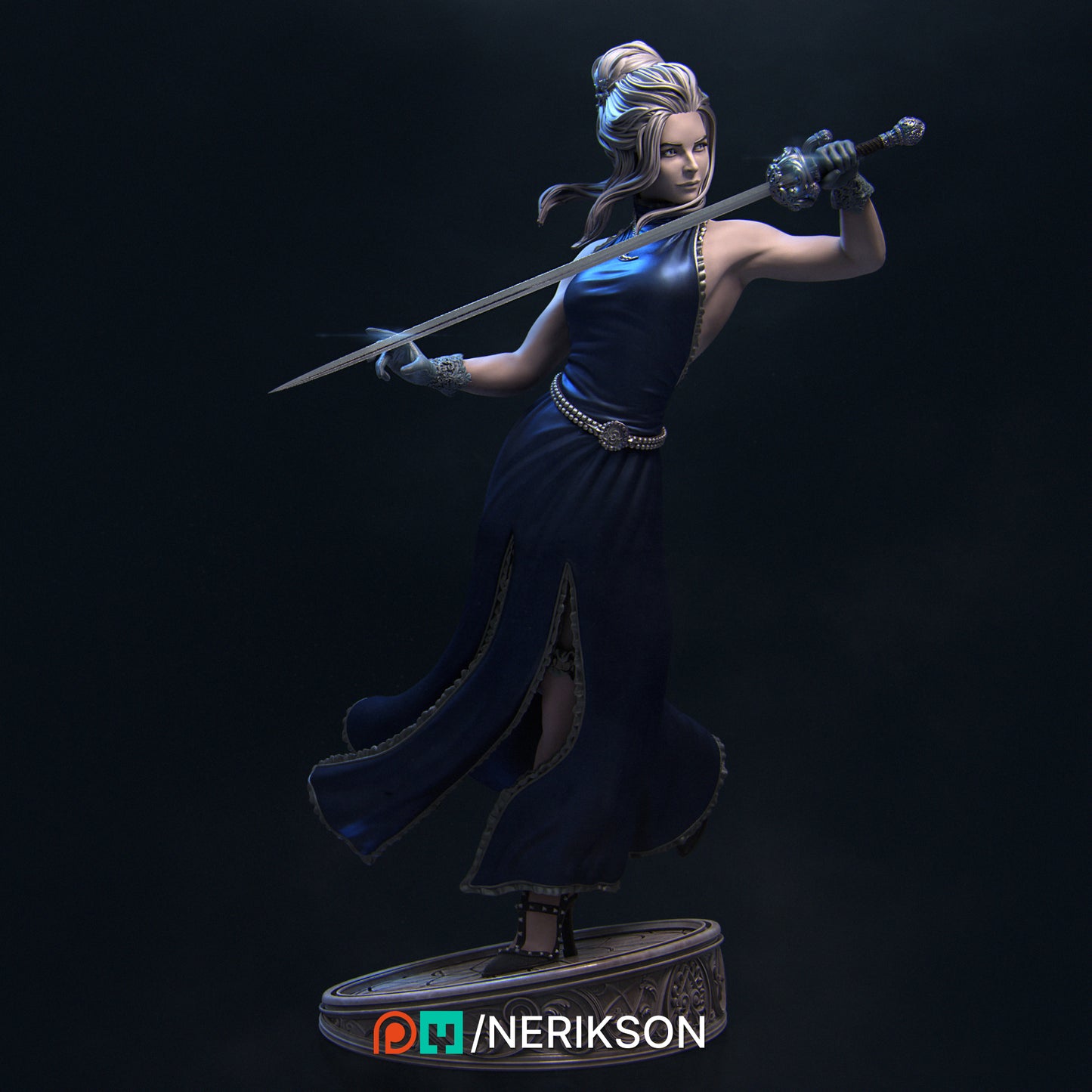 Luna the Moonlight Fencer | 3D Printed Diorama Set | Art Piece | Nerikson | Nerdy Creations