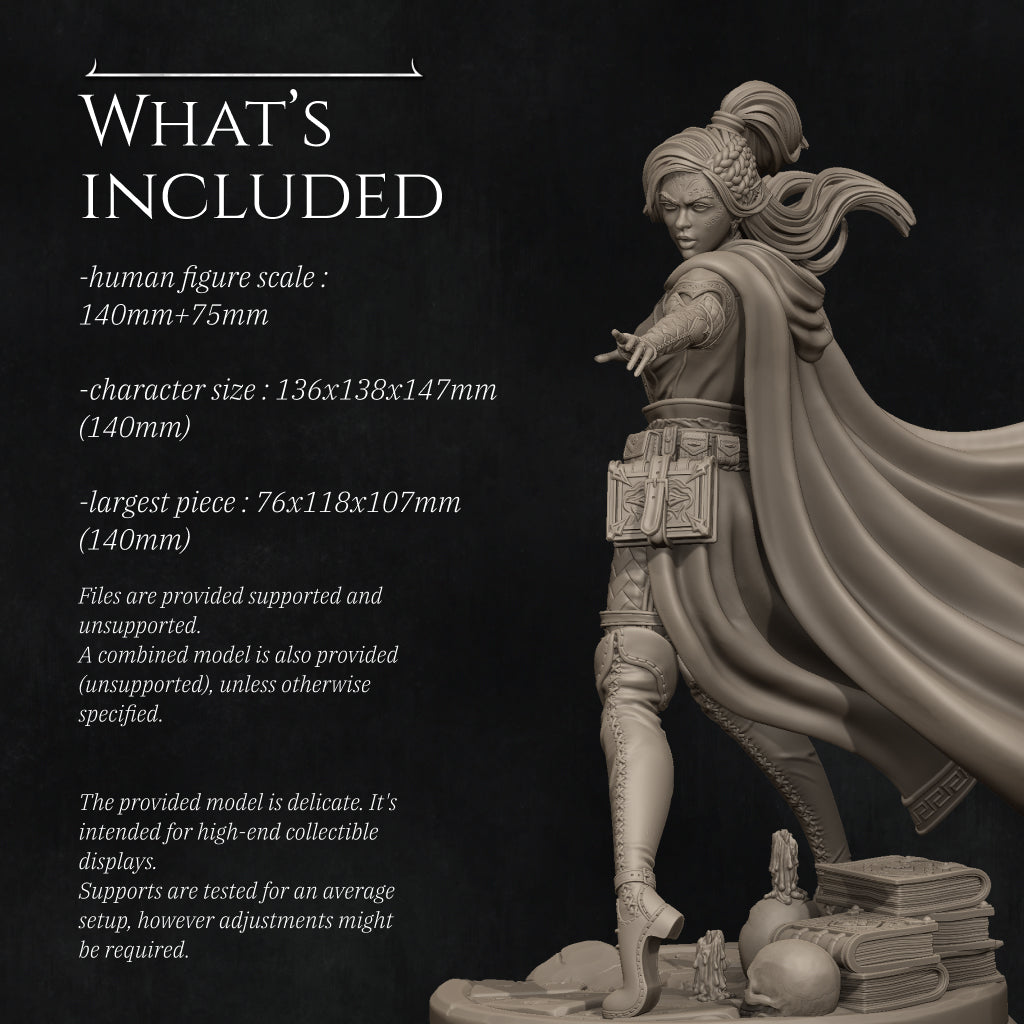 Elara, the Elven Mage | 32mm–140mm | 3D Printed Figure | Art Piece | Nerikson | Nerdy Creations