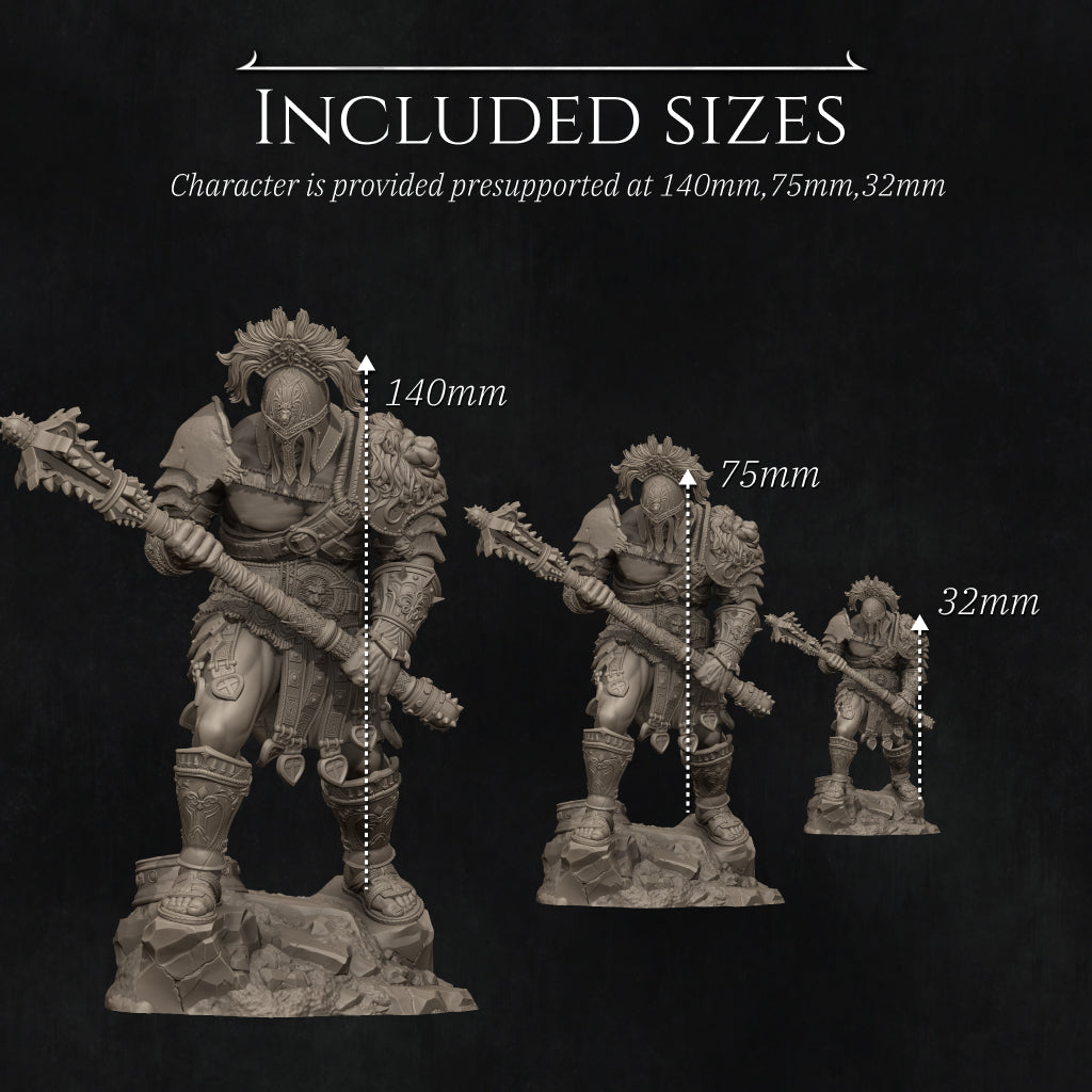 Gladiator Skullcrusher | 32mm–140mm | 3D Printed Figure | Art Piece | Nerikson | Nerdy Creations