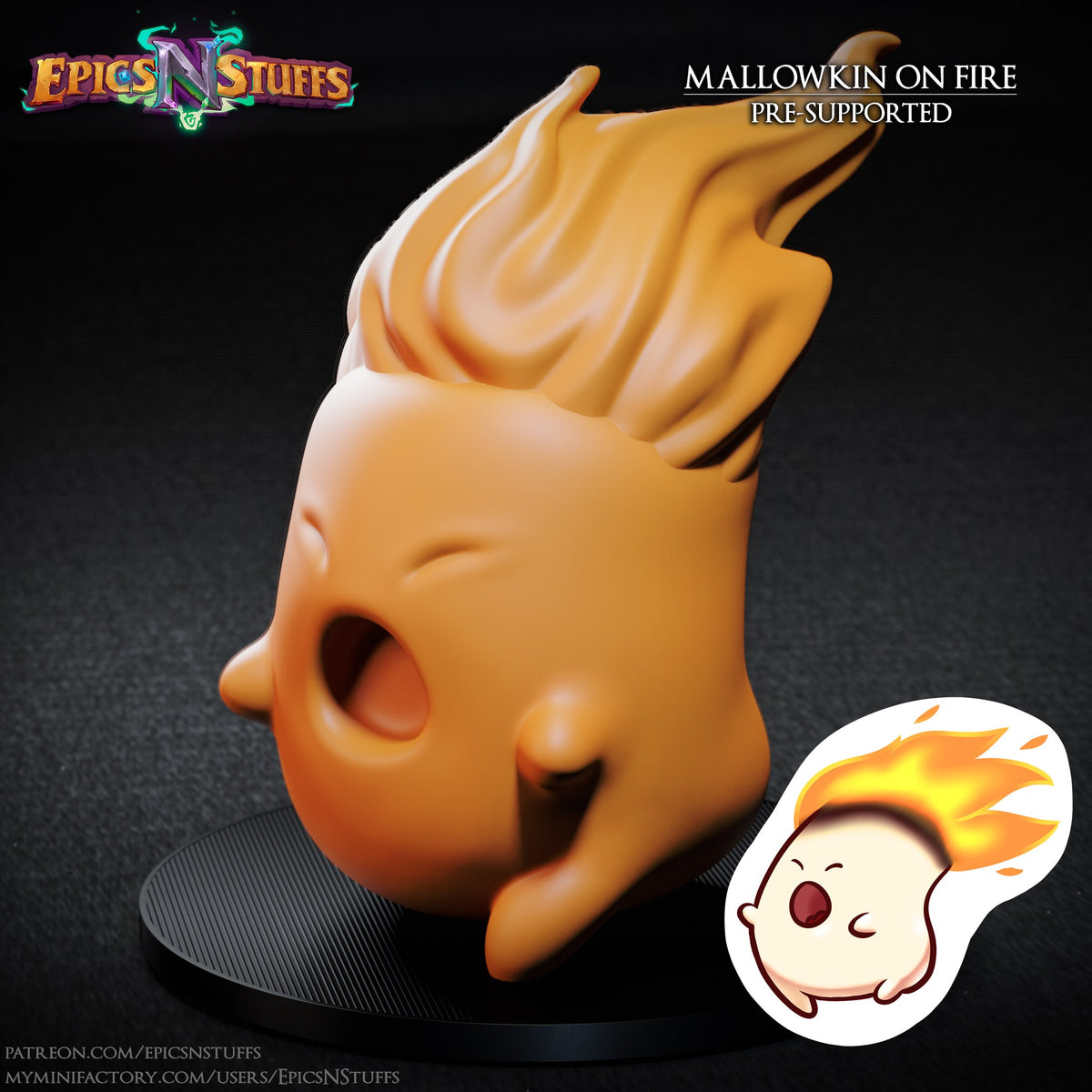 Mallowkin on Fire resin figure