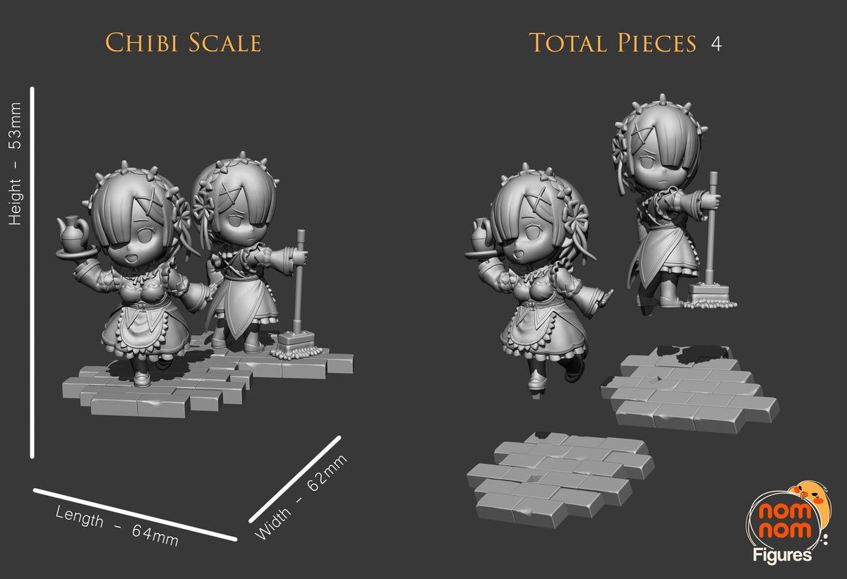 Chibi Rem & Ram resin figure