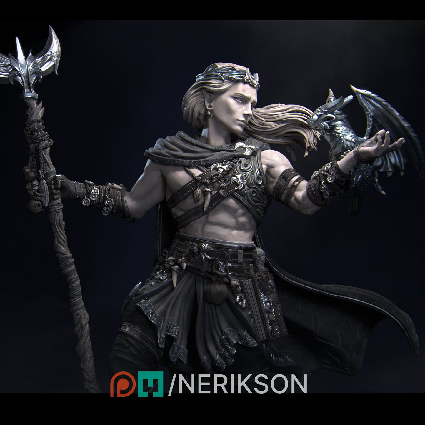 Orion the Druid of the Moon | 32mm & 140mm | 3D Printed Figure | Art Piece | Nerikson | Nerdy Creations