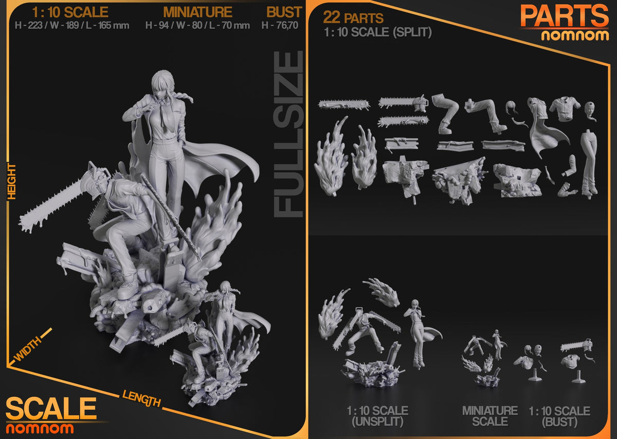 Makima and Denji resin figure