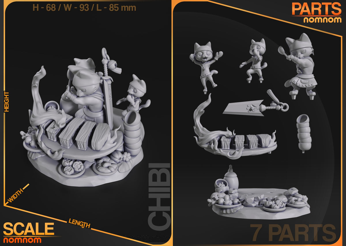Chibi Meowscular Chef resin figure