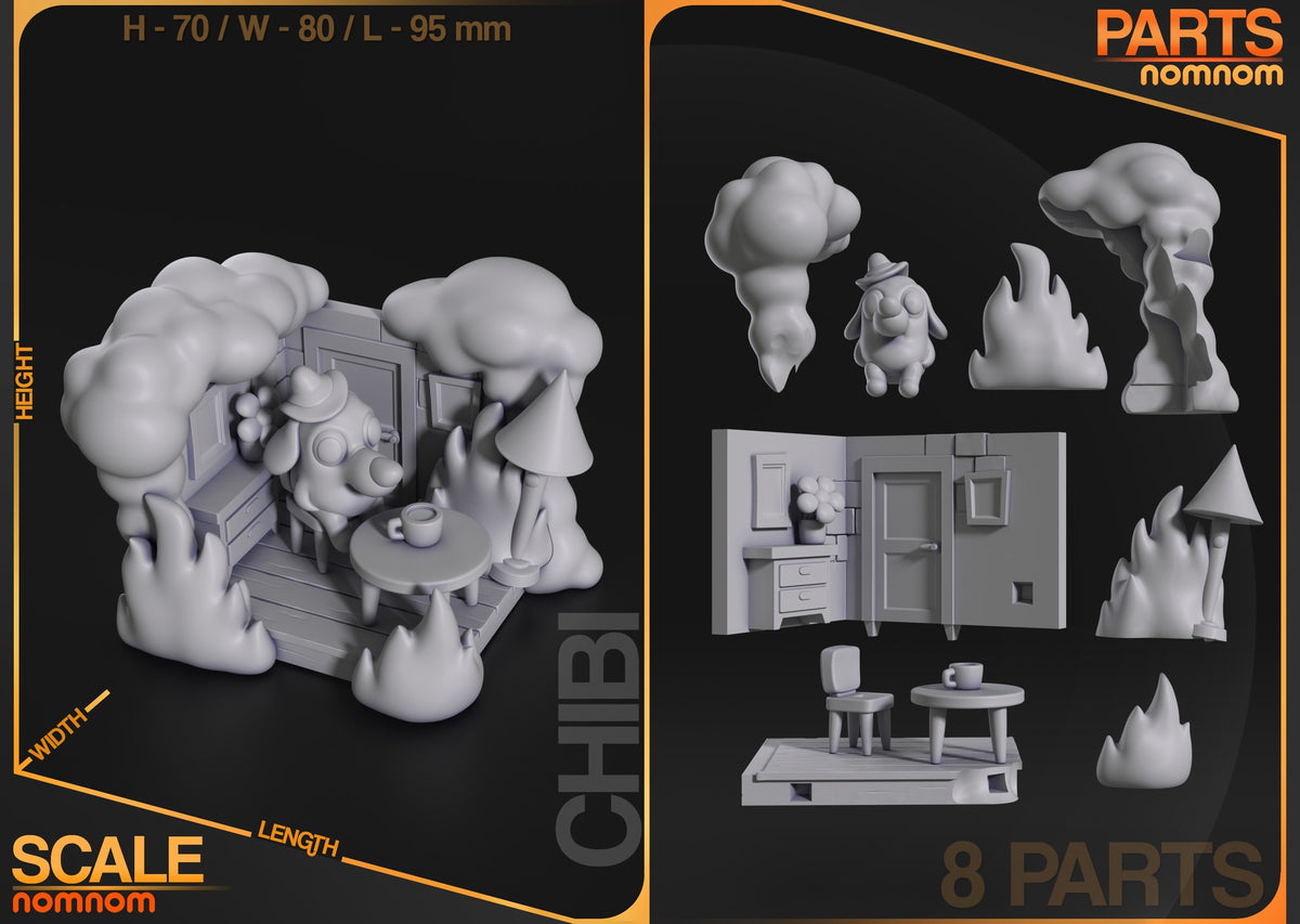 Chibi This Is Fine Dog resin figure
