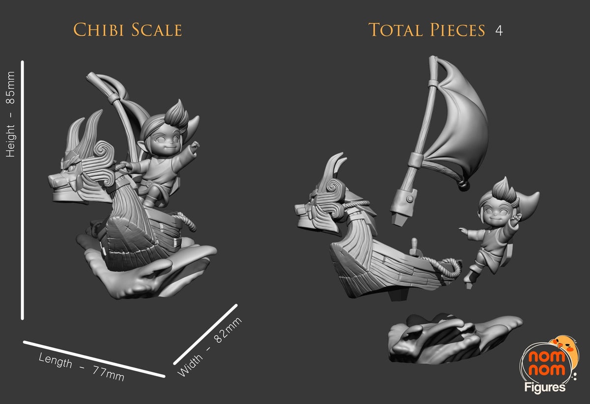Chibi Wind Waker Link on the King of Red Lions resin figure
