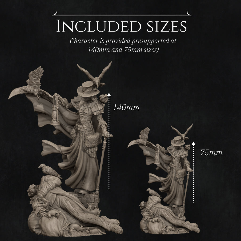 Agnes, the Plague Doctor | 32mm–140mm | 3D Printed Figure | Art Piece | Nerikson | Nerdy Creations