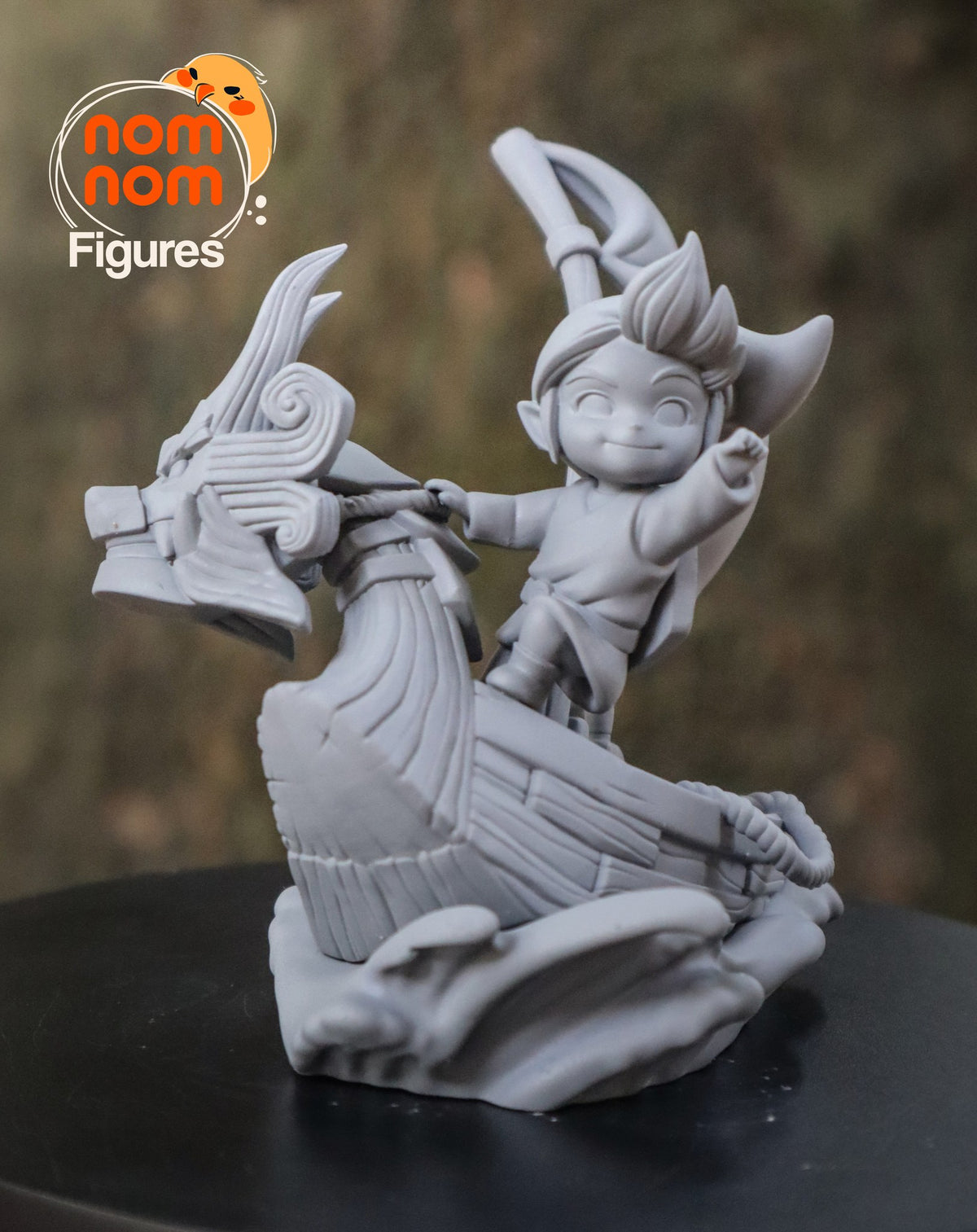 Chibi Wind Waker Link on the King of Red Lions resin figure