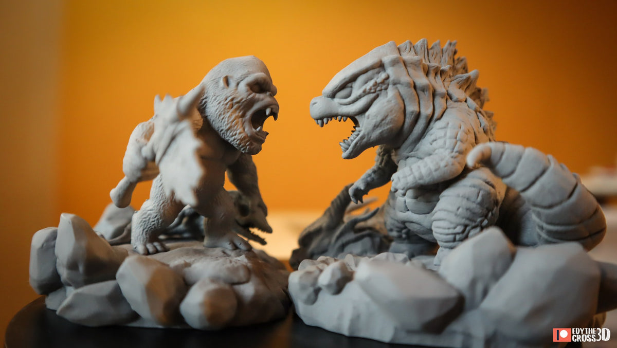 Chibi Kong vs Godzilla resin figure