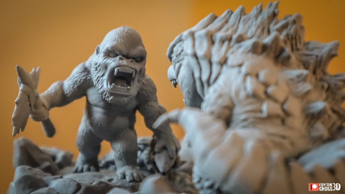 Chibi Kong vs Godzilla resin figure