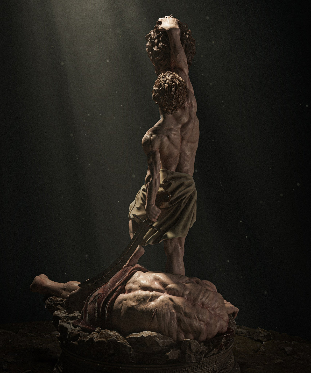 David and Goliath resin figure
