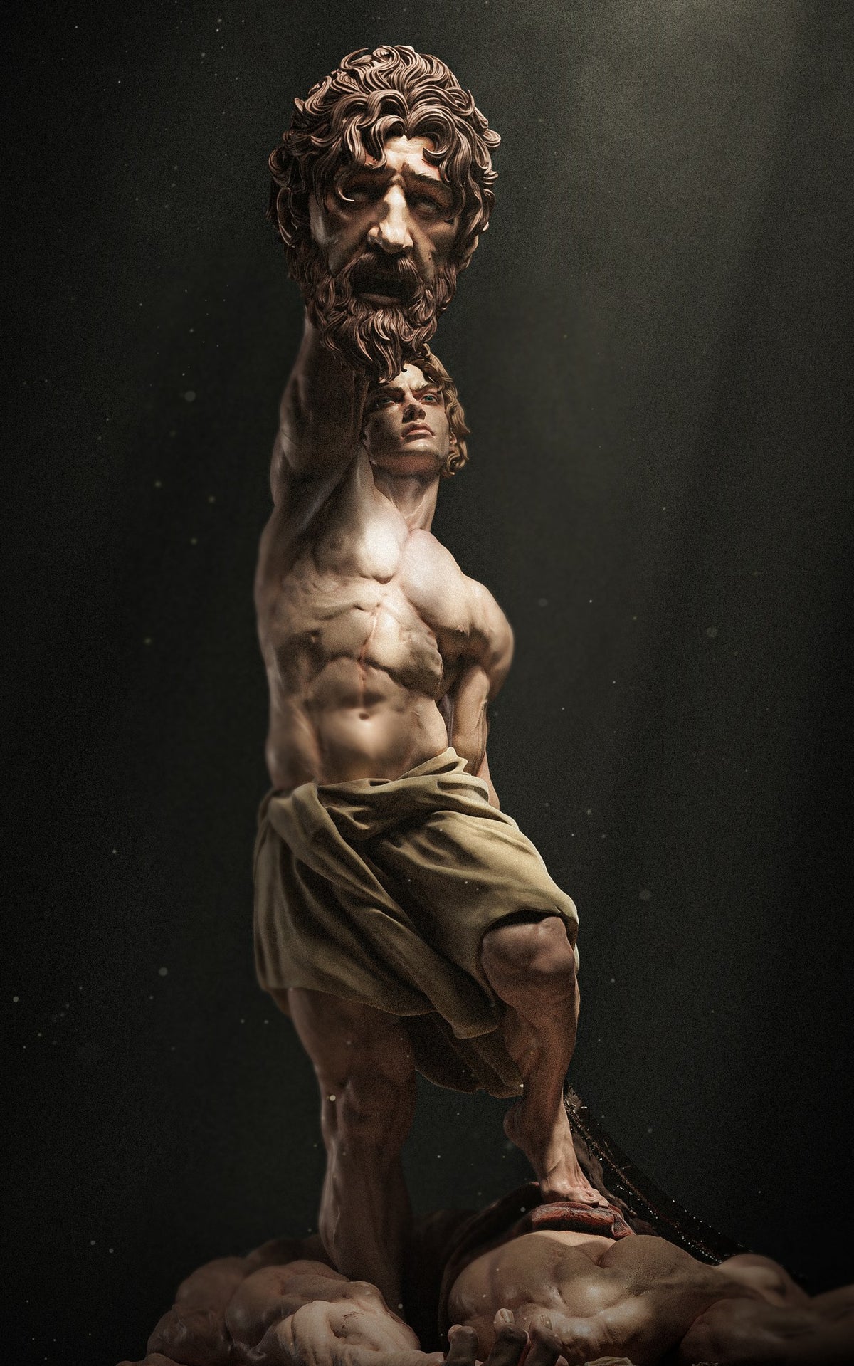 David and Goliath resin figure