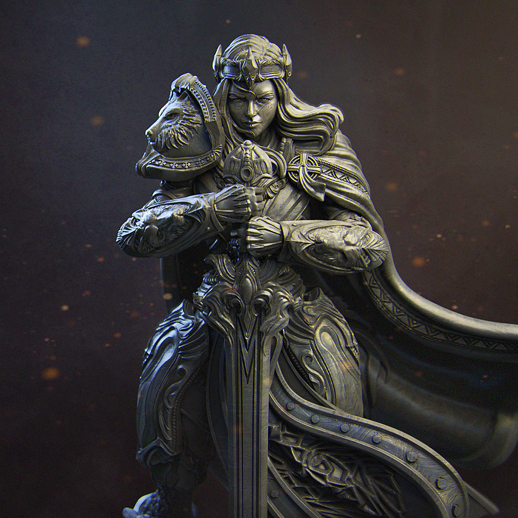 Alina, Paladin of Dawn | 32mm–180mm | 3D Printed Figure | Art Piece | Nerikson | Nerdy Creations