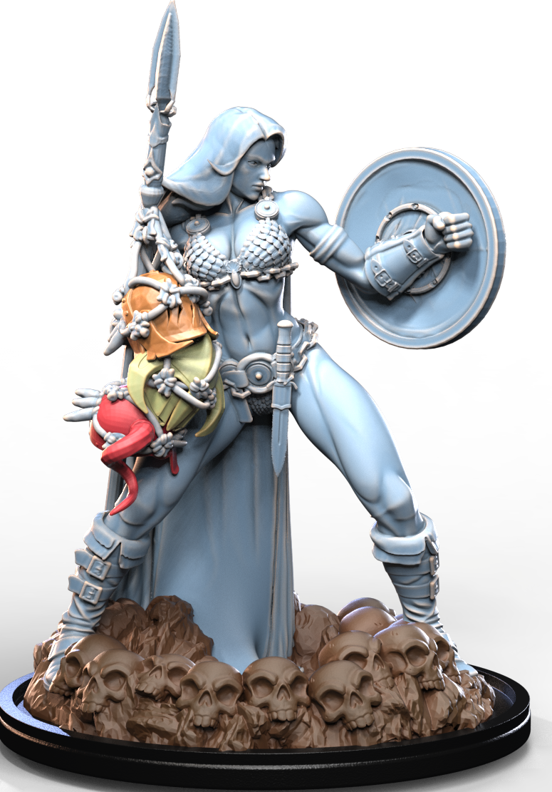 WARRIOR HUNTRESS Full Cape resin figure