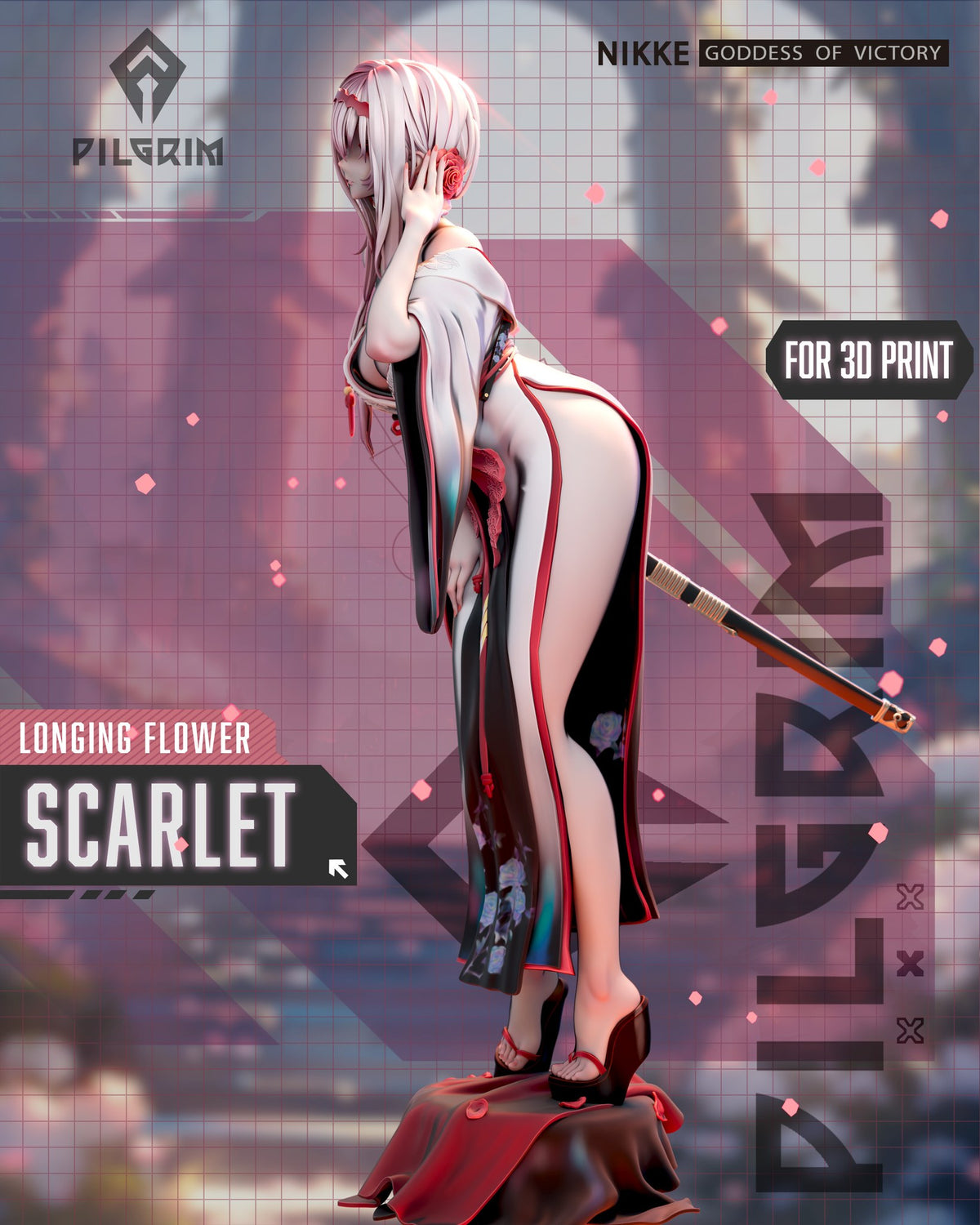 Scarlet Longing Flower resin figure