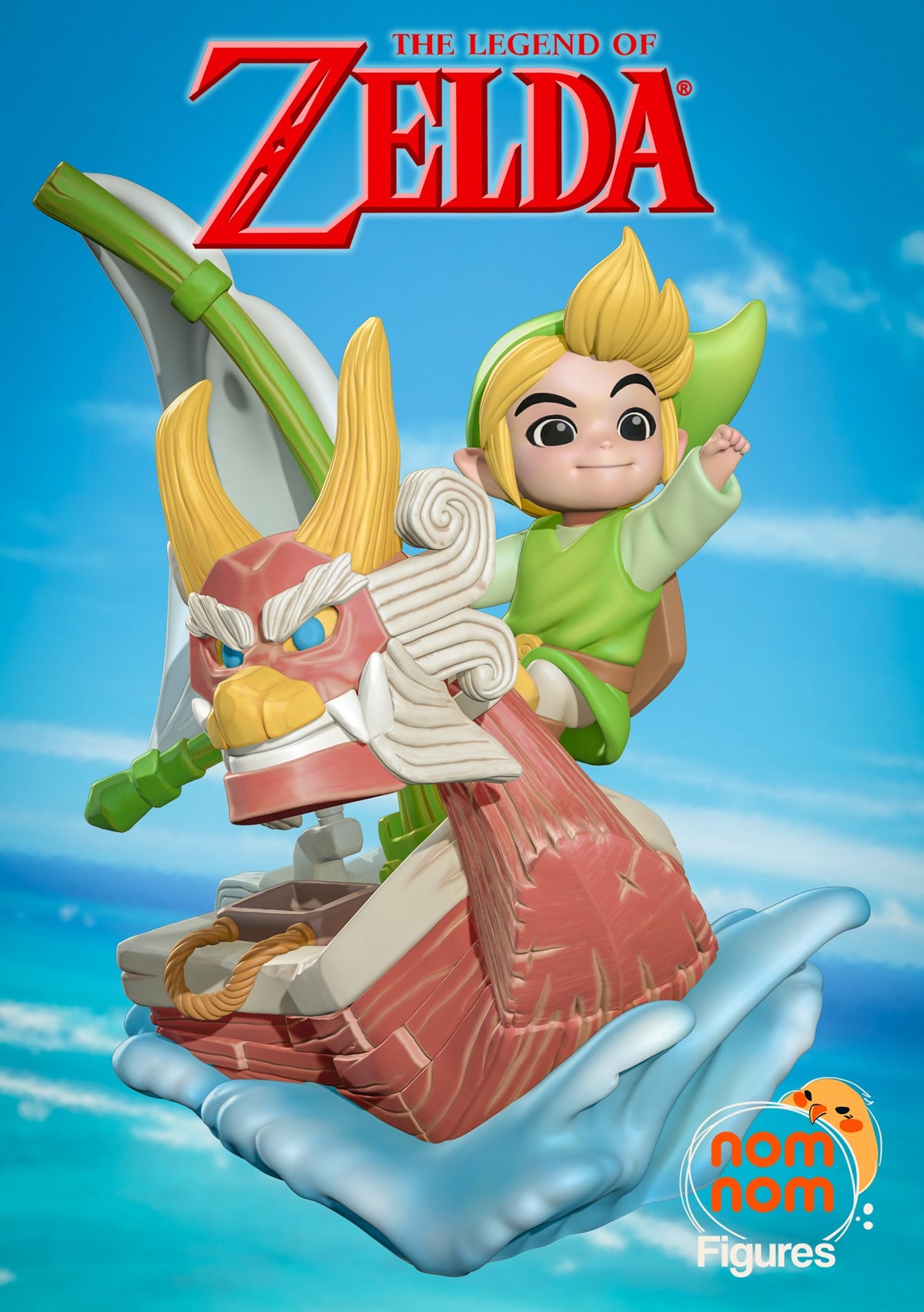 Chibi Wind Waker Link on the King of Red Lions resin figure