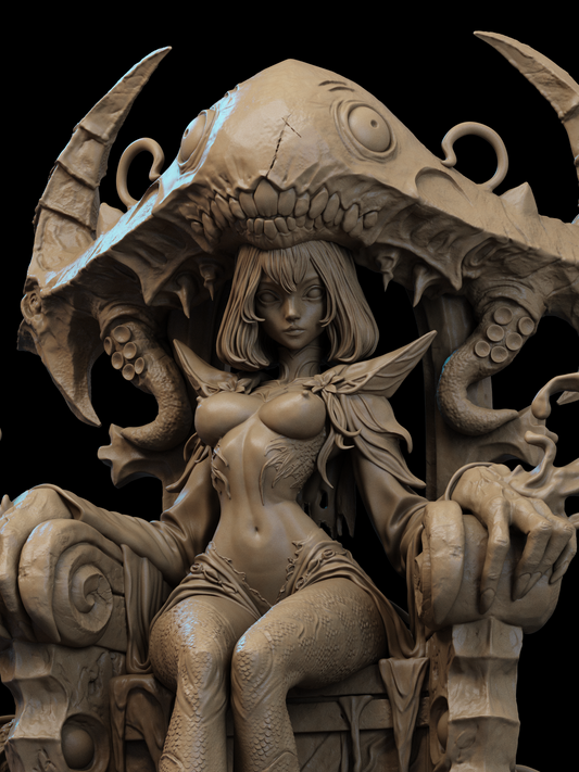 Azashara The Drowned Princess Throne Base With Tall Backrest (Cut Halves) resin figure