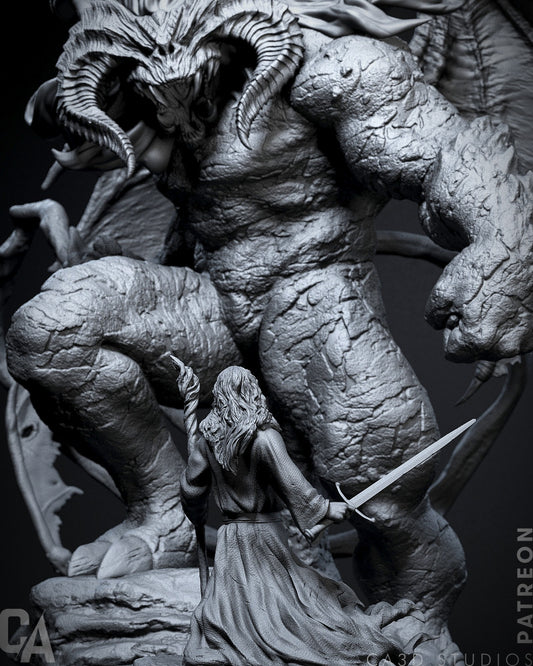 Balrog vs Gandalf resin figure