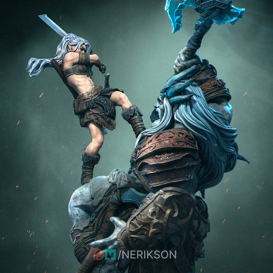 Lia vs The Giant | 32mm–140mm | 3D Printed Diorama Set | Art Piece | Nerikson | Nerdy Creations