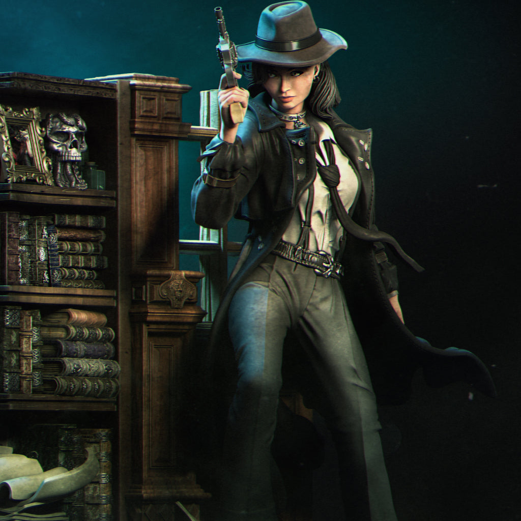 Laura the Detective | 32mm–140mm | 3D Printed Figure | Art Piece | Nerikson | Nerdy Creations
