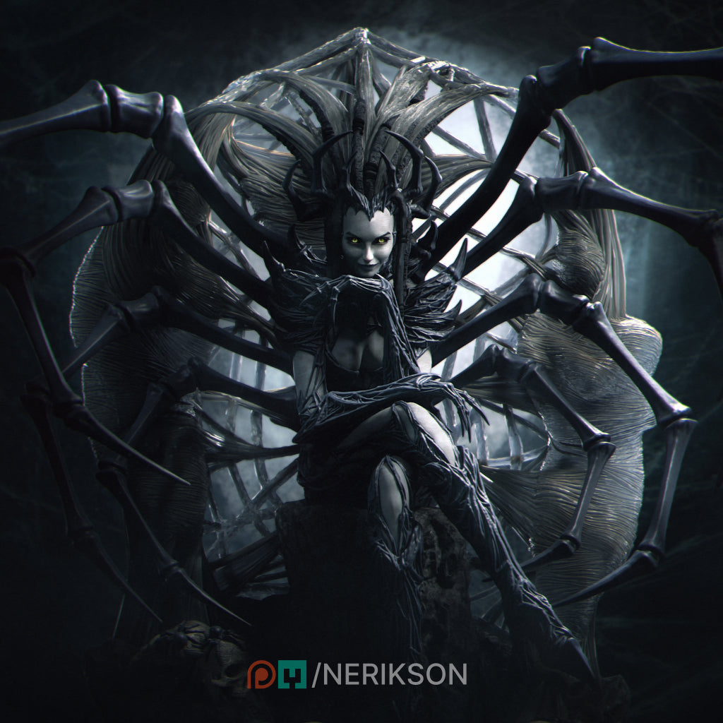 Nevha, the Spider Queen | 32mm–140mm | 3D Printed Figure | Art Piece | Nerikson | Nerdy Creations