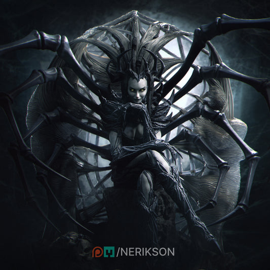 Nevha, the Spider Queen | 75mm & 140mm | 3D Printed Bust | Art Piece | Nerikson | Nerdy Creations