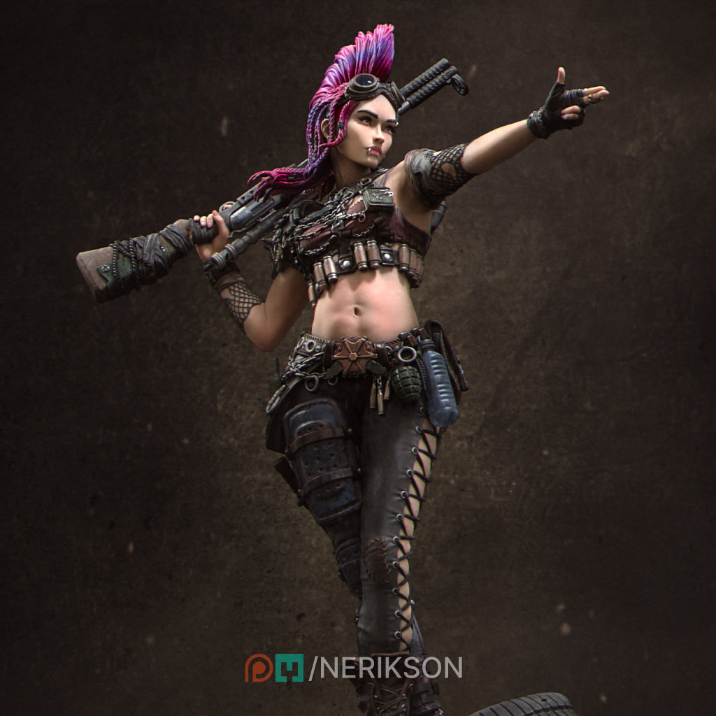 Ramona the Wasteland Warrior | 32mm–140mm | 3D Printed Figure | Art Piece | Nerikson | Nerdy Creations