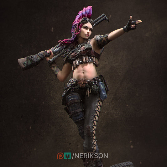 Ramona the Wasteland Warrior | 32mm–140mm | 3D Printed Figure | Art Piece | Nerikson | Nerdy Creations