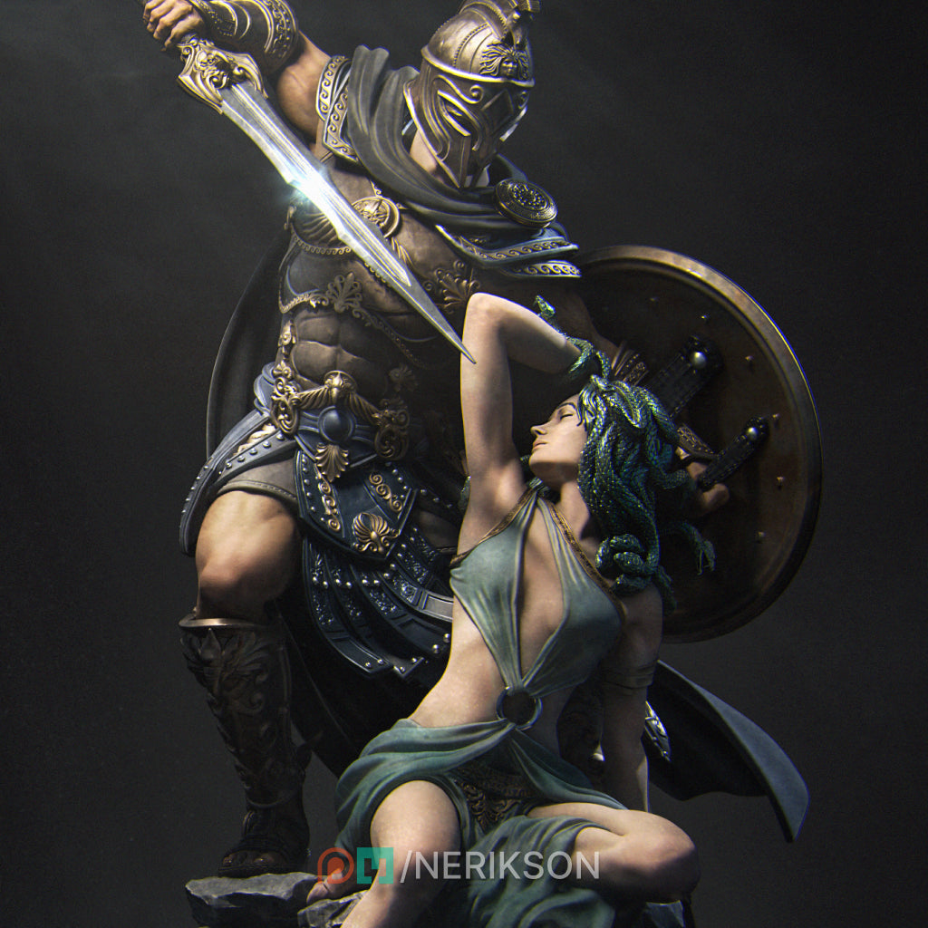 Medusa and Perseus | 32mm–140mm | 3D Printed Diorama Set | Art Piece | Nerikson | Nerdy Creations