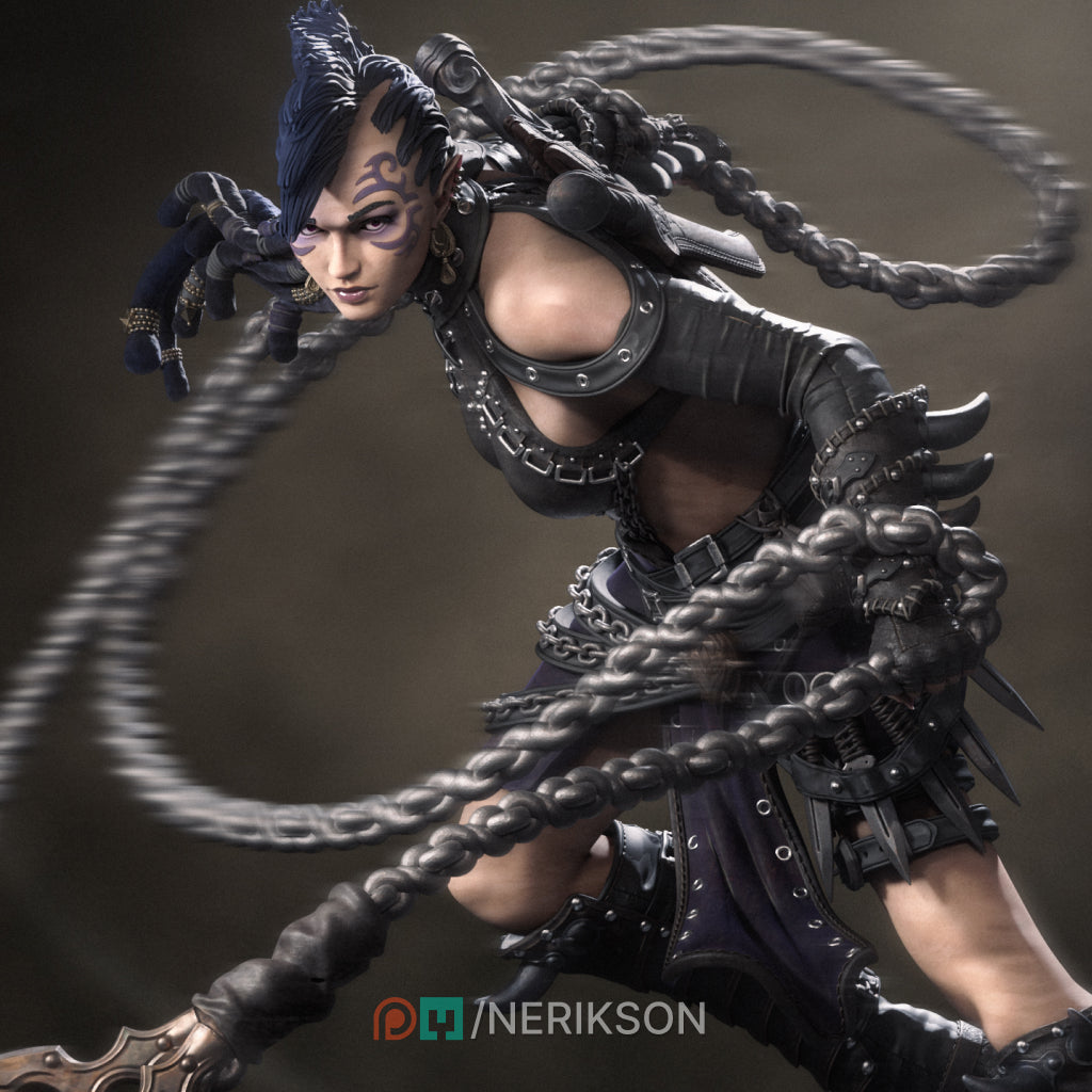Zestari the Shadow Elf Warrior | 32mm–140mm | 3D Printed Figure | Art Piece | Nerikson | Nerdy Creations