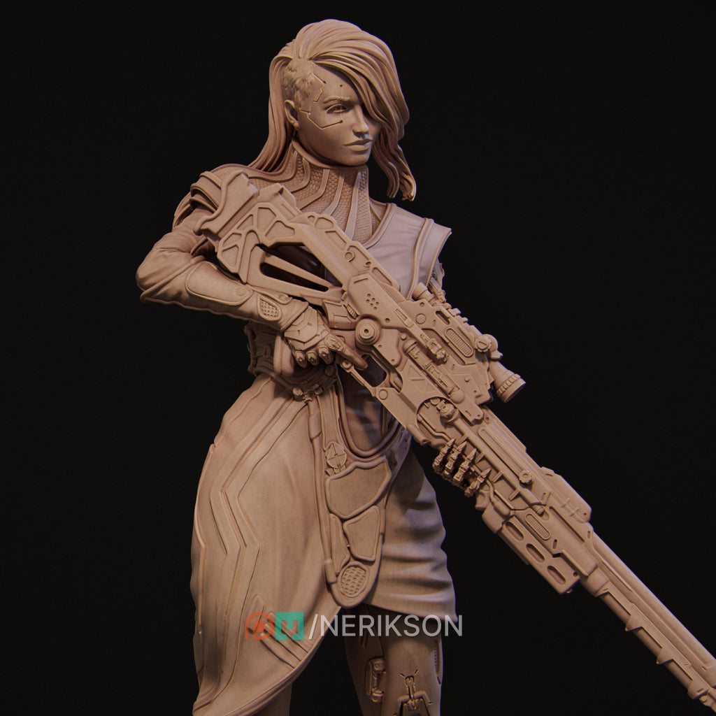 Aryn the Sniper Assassin (standing pose) | 32mm–140mm | 3D Printed Figure | Art Piece | Nerikson | Nerdy Creations