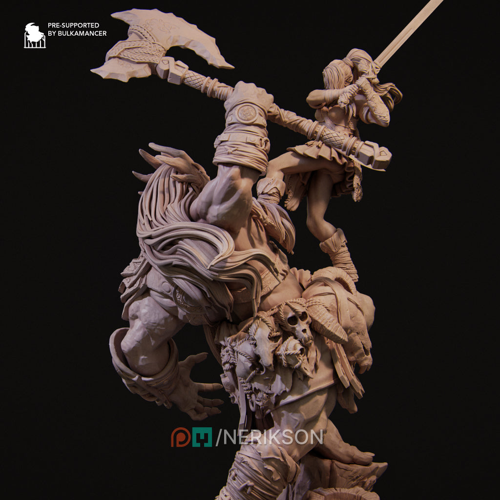 Lia vs The Giant | 32mm–140mm | 3D Printed Diorama Set | Art Piece | Nerikson | Nerdy Creations