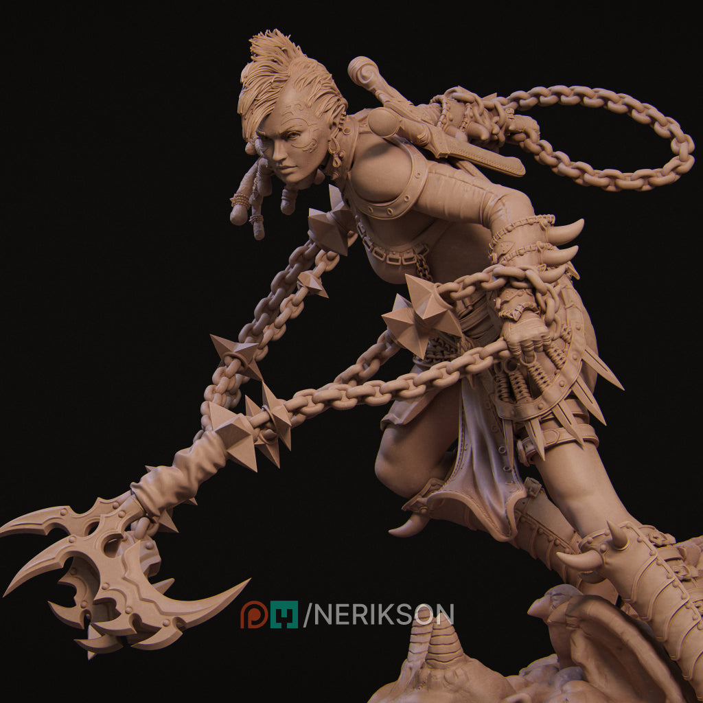 Zestari the Shadow Elf Warrior | 32mm–140mm | 3D Printed Figure | Art Piece | Nerikson | Nerdy Creations