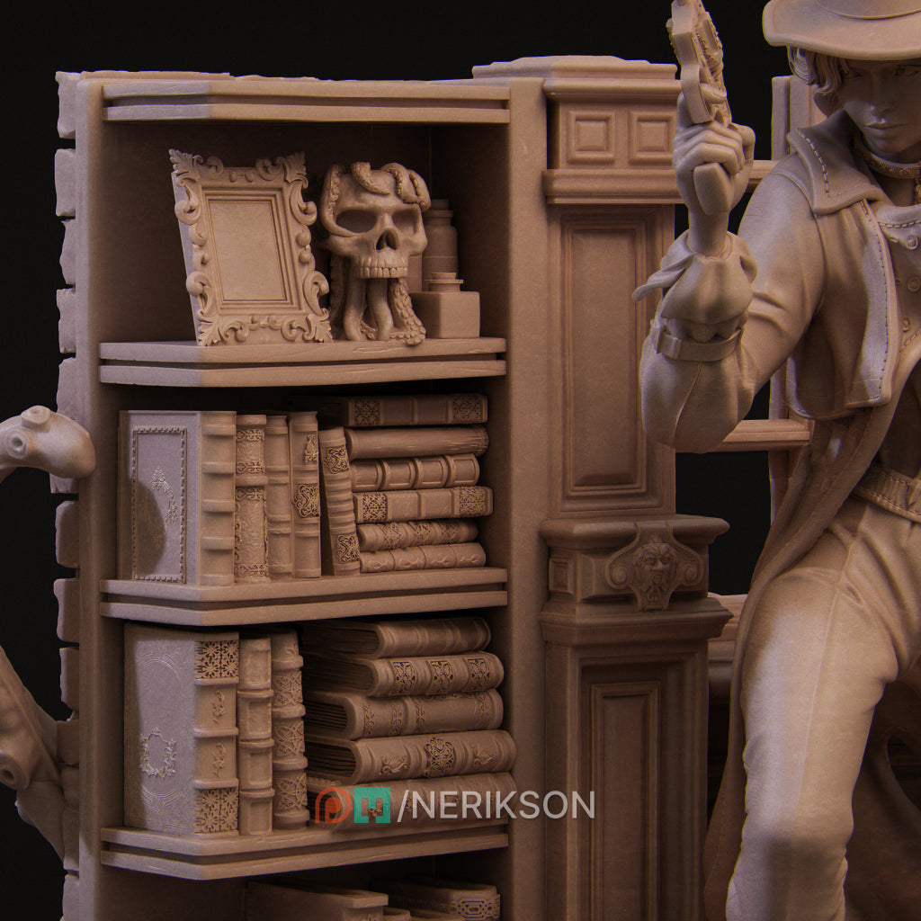 Laura the Occult Detective | 32mm–140mm | 3D Printed Diorama Set | Art Piece | Nerikson | Nerdy Creations