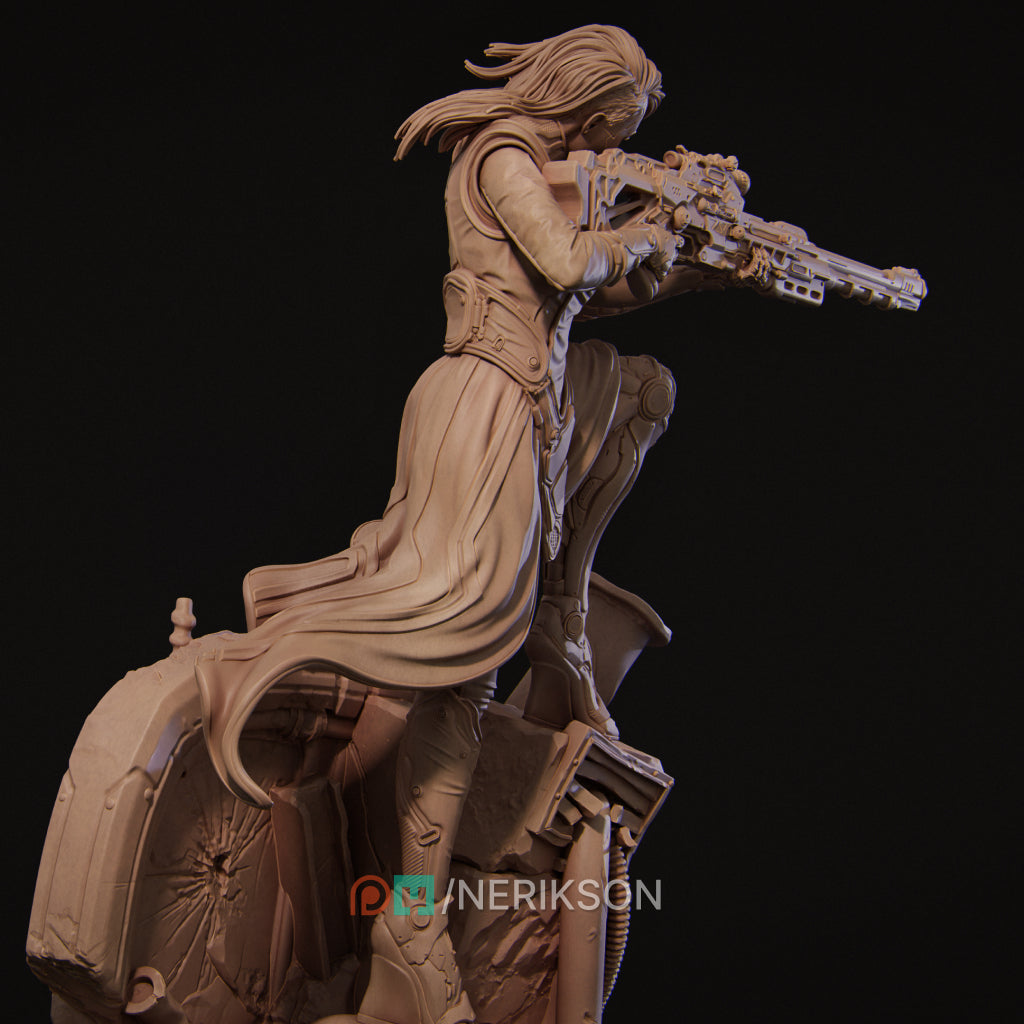 Aryn the Sniper Assassin (action pose) | 32mm–140mm | 3D Printed Figure | Art Piece | Nerikson | Nerdy Creations