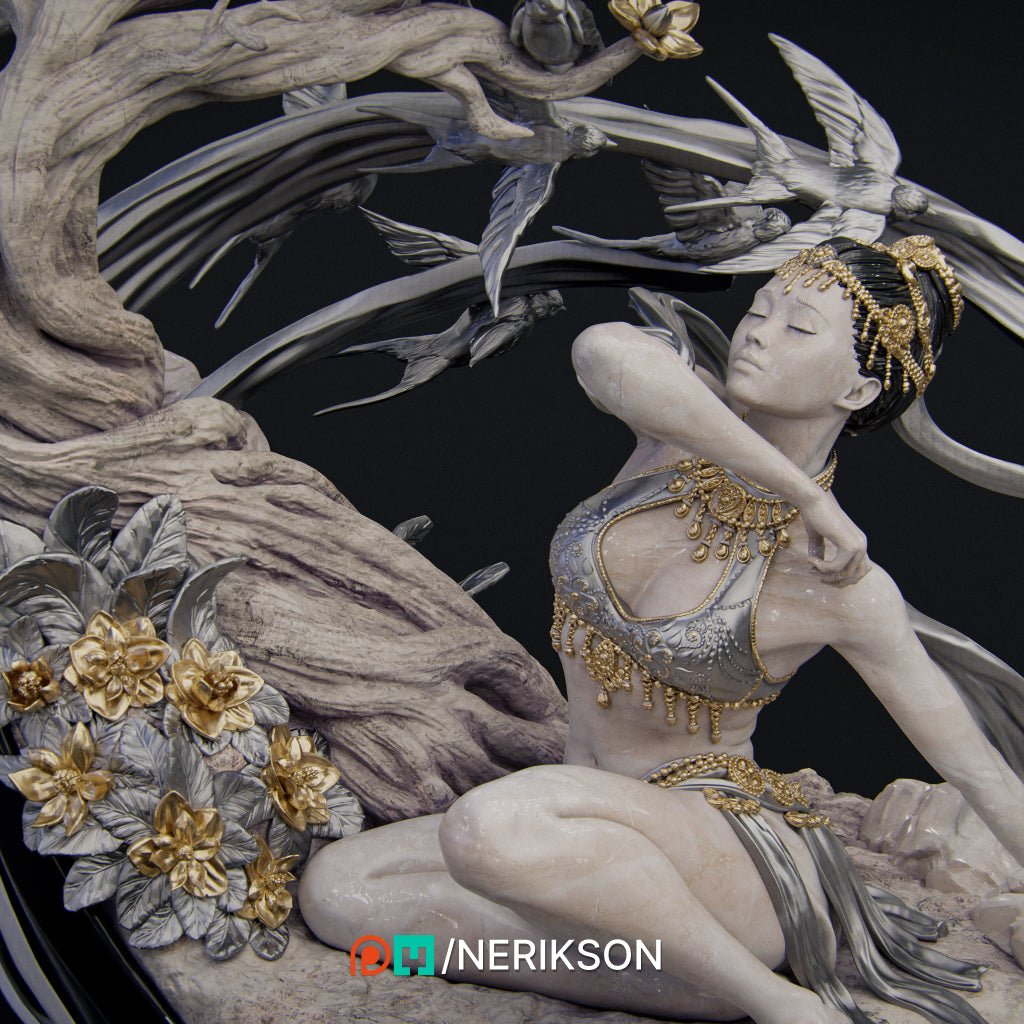 Four Seasons: Spring | 32mm & 140mm | 3D Printed Figure | Art Piece | Nerikson | Nerdy Creations