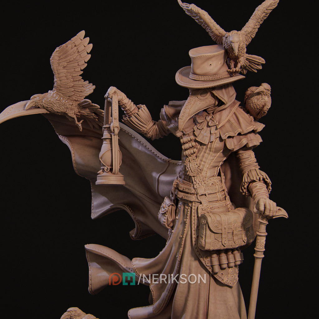 Agnes, the Plague Doctor | 32mm–140mm | 3D Printed Figure | Art Piece | Nerikson | Nerdy Creations
