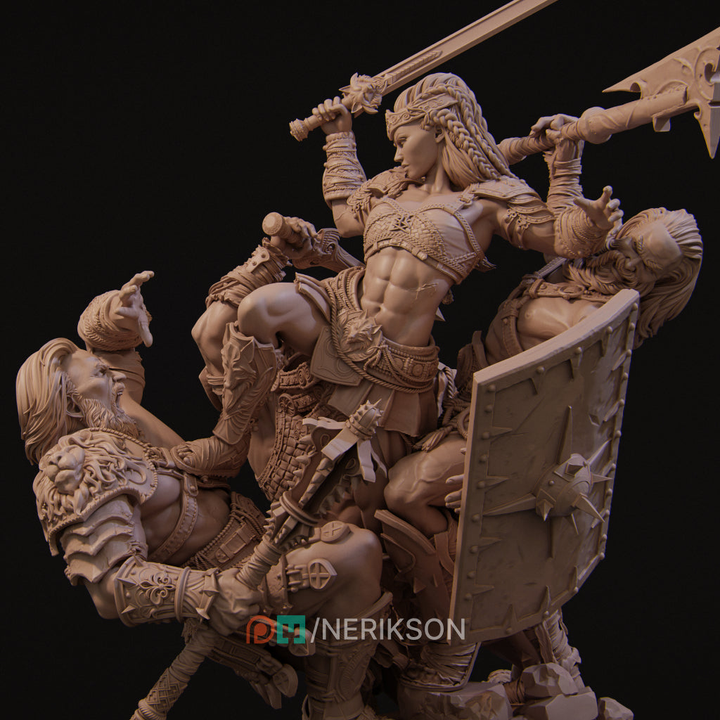 Fight of the Wolf | 32mm–140mm | 3D Printed Diorama Set | Art Piece | Nerikson | Nerdy Creations