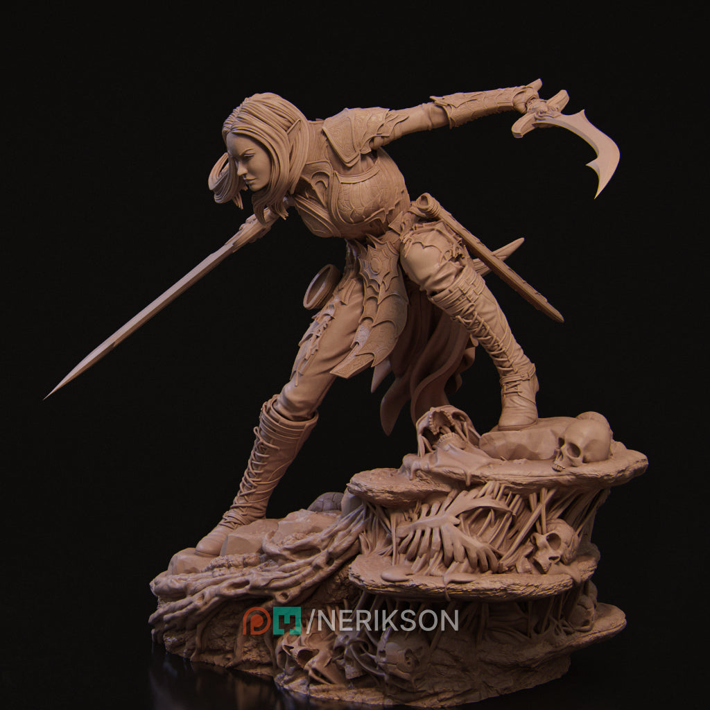 Lierin the Drow Fighter | 32mm–140mm | 3D Printed Figure | Art Piece | Nerikson | Nerdy Creations