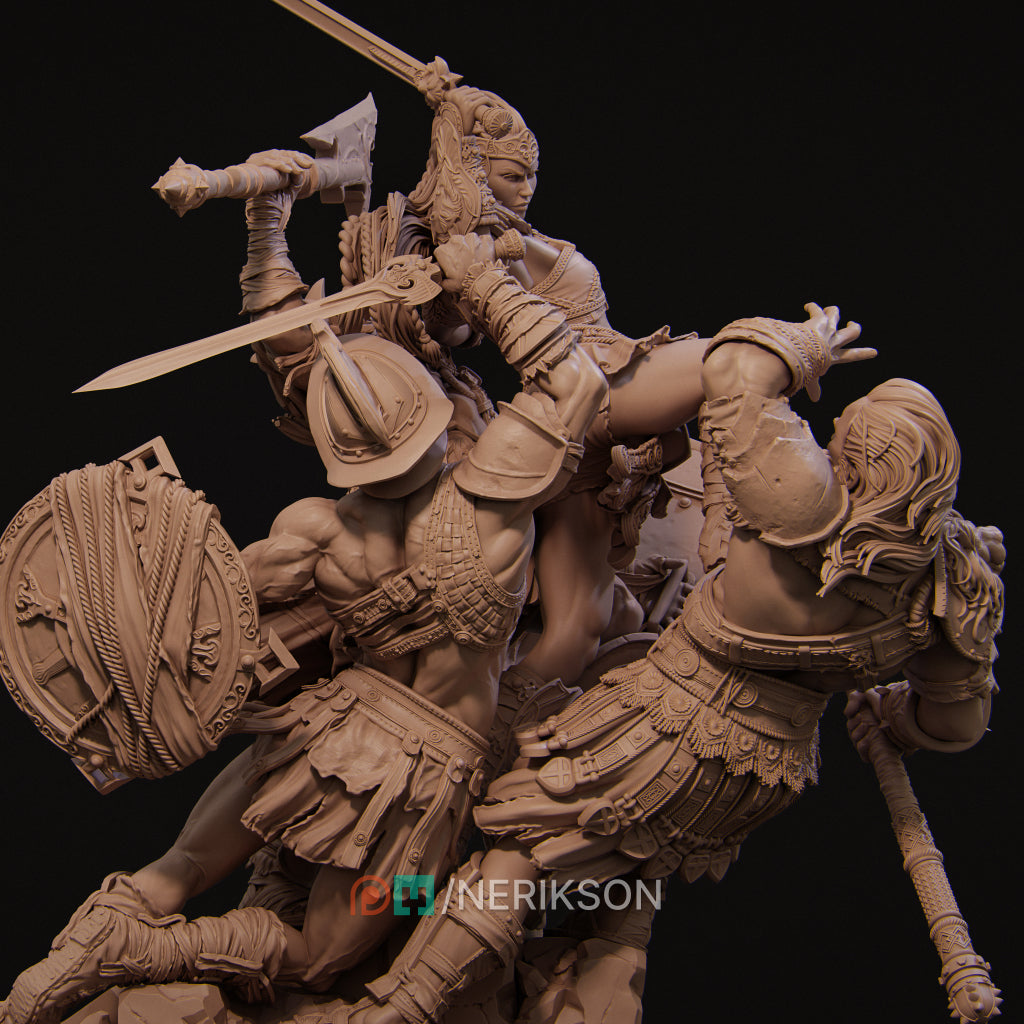 Fight of the Wolf | 32mm–140mm | 3D Printed Diorama Set | Art Piece | Nerikson | Nerdy Creations