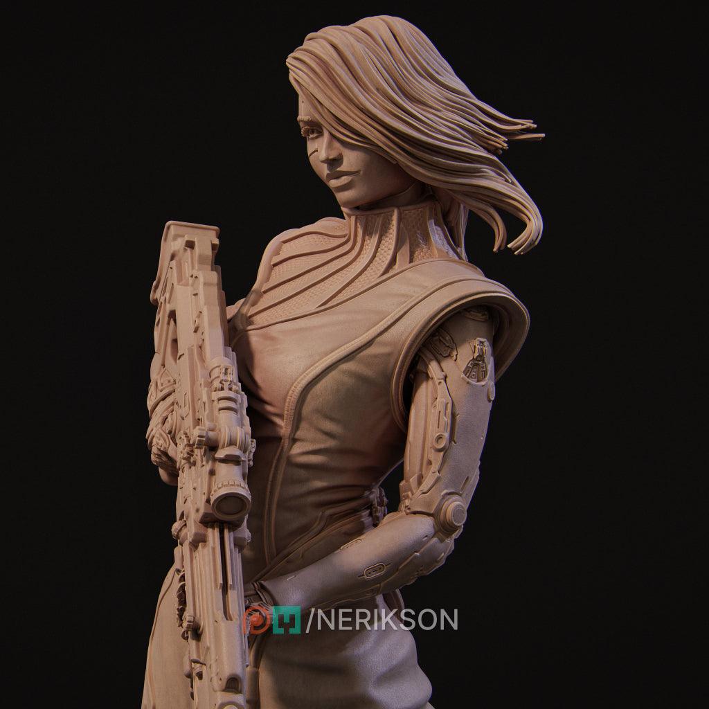 Aryn the Sniper Assassin (standing pose) | 32mm–140mm | 3D Printed Figure | Art Piece | Nerikson | Nerdy Creations