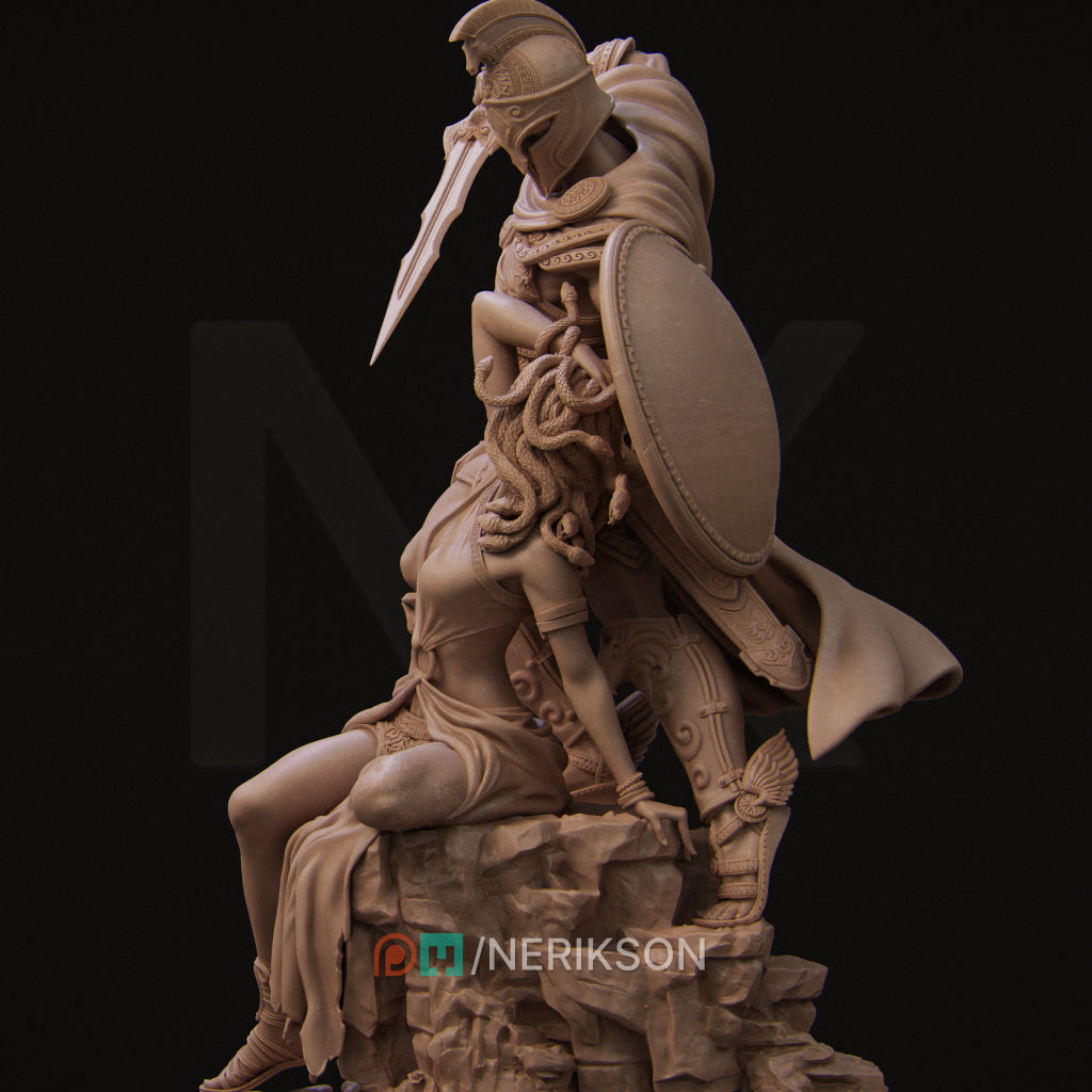 Medusa and Perseus | 32mm–140mm | 3D Printed Diorama Set | Art Piece | Nerikson | Nerdy Creations