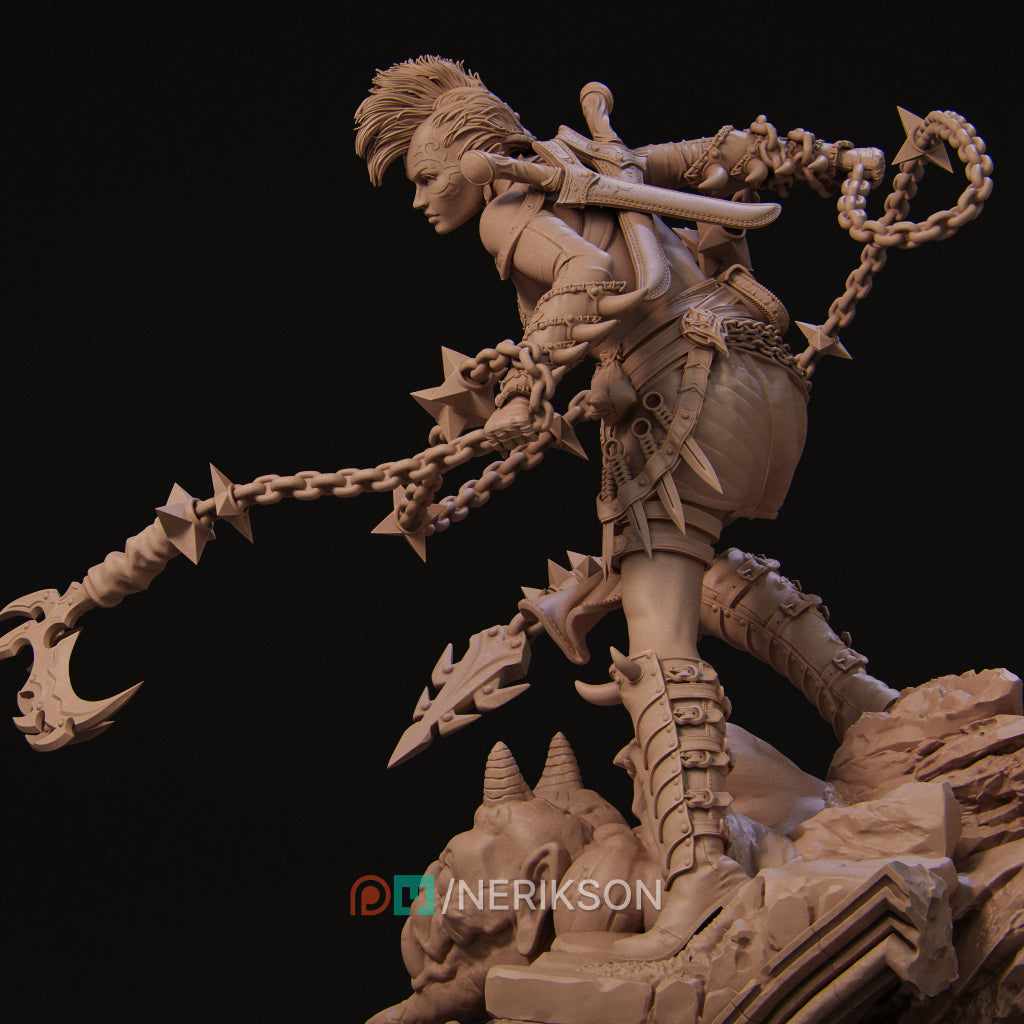 Zestari the Shadow Elf Warrior | 32mm–140mm | 3D Printed Figure | Art Piece | Nerikson | Nerdy Creations