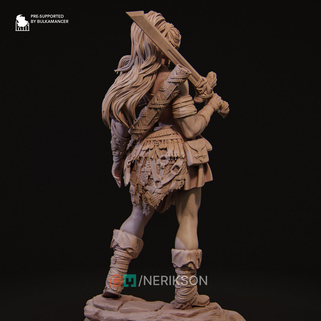 Lia the Barbarian Mercenary | 32mm–140mm | 3D Printed Figure | Art Piece | Nerikson | Nerdy Creations