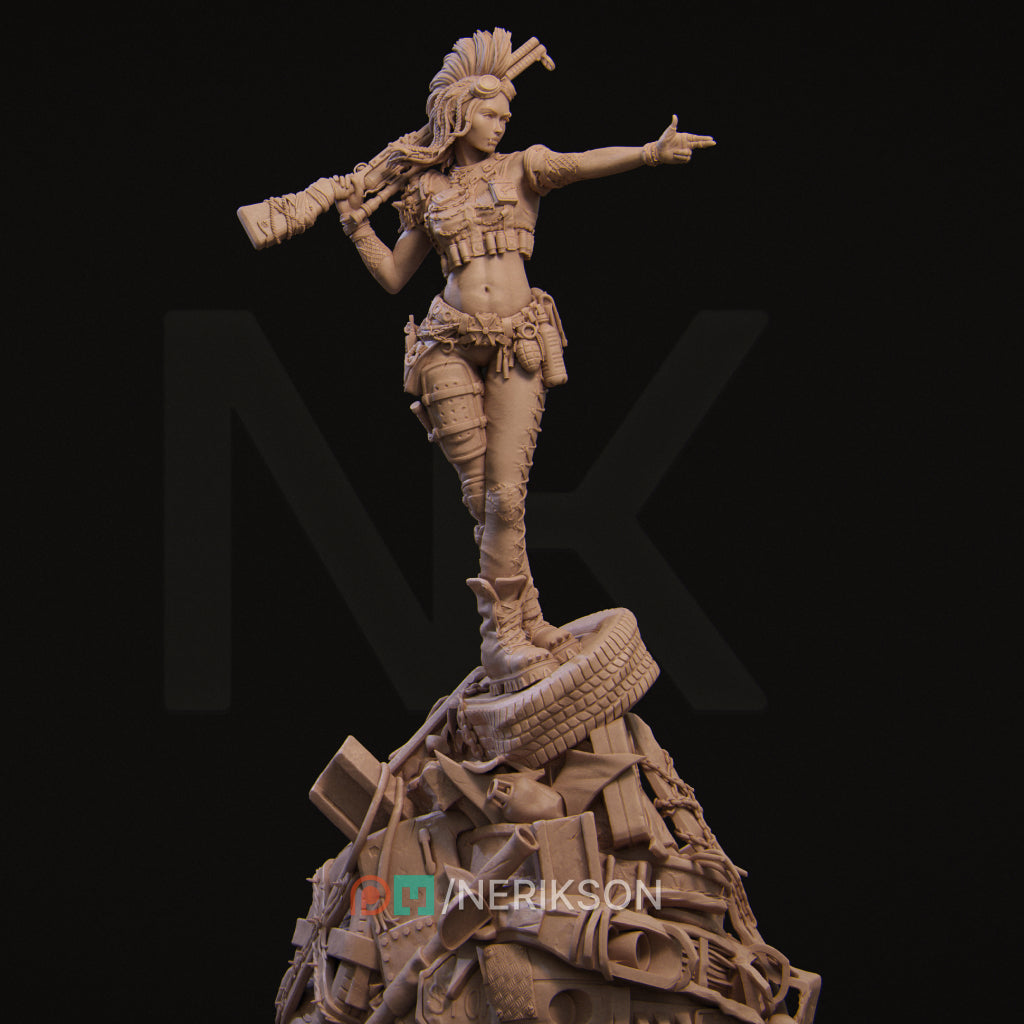 Ramona the Wasteland Warrior | 32mm–140mm | 3D Printed Figure | Art Piece | Nerikson | Nerdy Creations