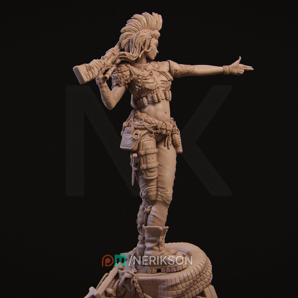Ramona the Wasteland Warrior | 32mm–140mm | 3D Printed Figure | Art Piece | Nerikson | Nerdy Creations