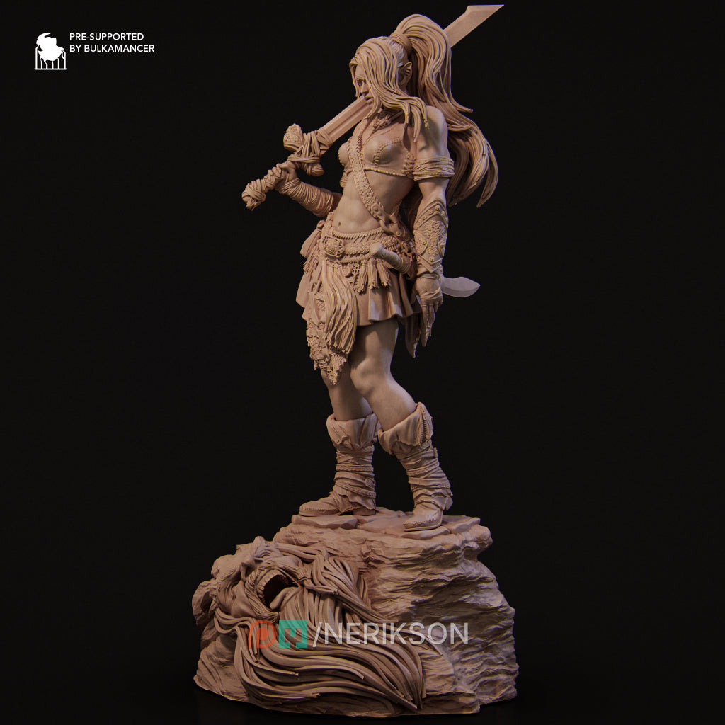 Lia the Barbarian Mercenary | 32mm–140mm | 3D Printed Figure | Art Piece | Nerikson | Nerdy Creations