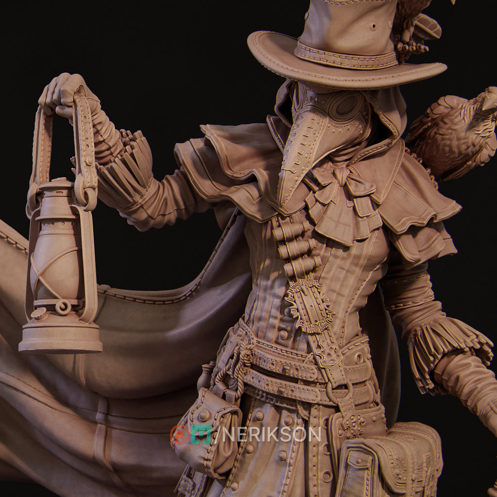 Agnes, the Plague Doctor | 32mm–140mm | 3D Printed Figure | Art Piece | Nerikson | Nerdy Creations