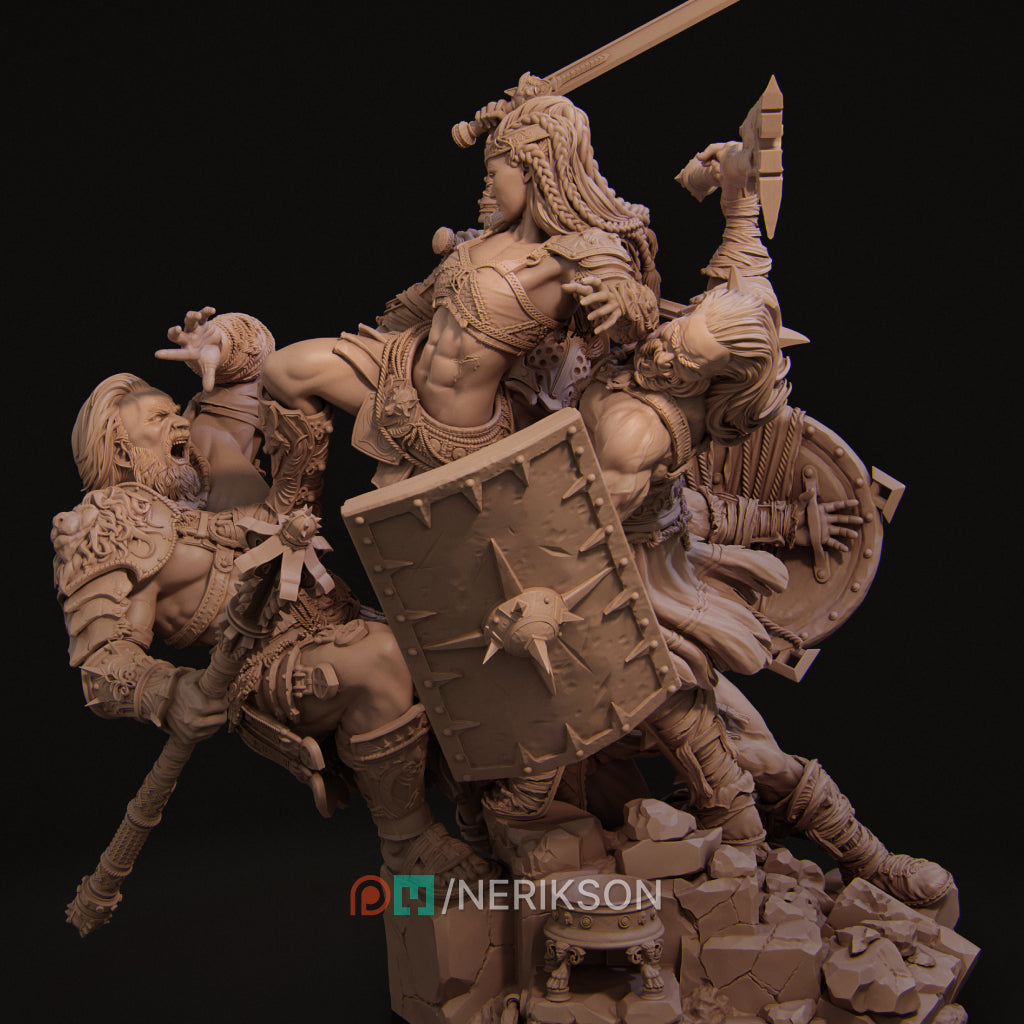 Fight of the Wolf | 32mm–140mm | 3D Printed Diorama Set | Art Piece | Nerikson | Nerdy Creations