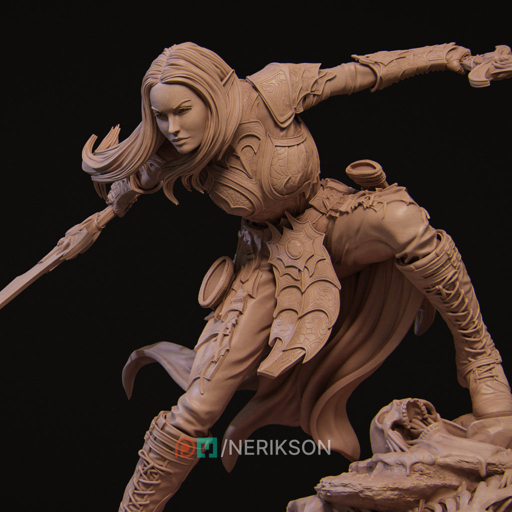 Lierin the Drow Fighter | 32mm–140mm | 3D Printed Figure | Art Piece | Nerikson | Nerdy Creations